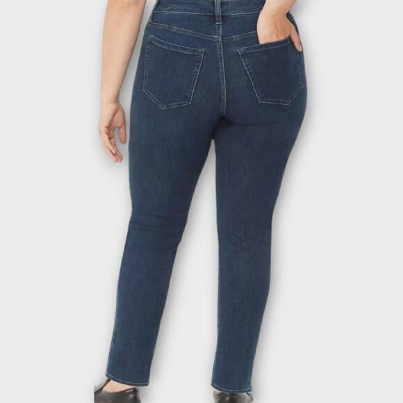 Lane Bryant Jeans Sz 22 Womens Dark Blue Straight Ankle Coastalcore Cottagecore - Picture 1 of 10